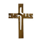 Cruz con nombre de Jesus de madera de olivo